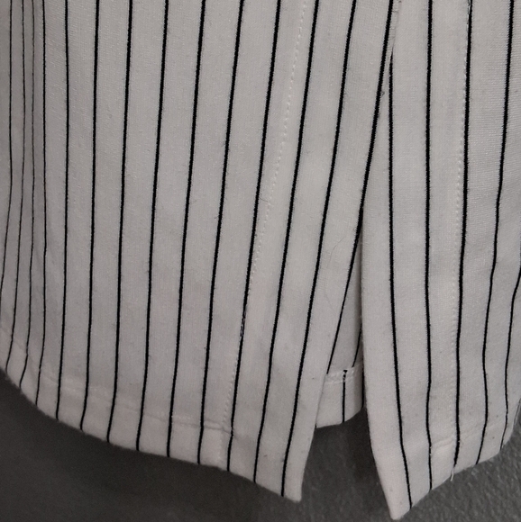 Fun Summer White Dress With Black Stripes & A Criss Cross Bodice   Size L - Picture 10 of 14